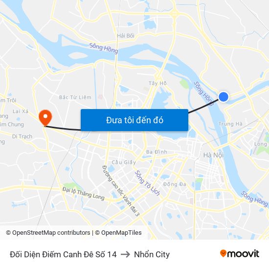 Đối Diện Điếm Canh Đê Số 14 to Nhổn City map