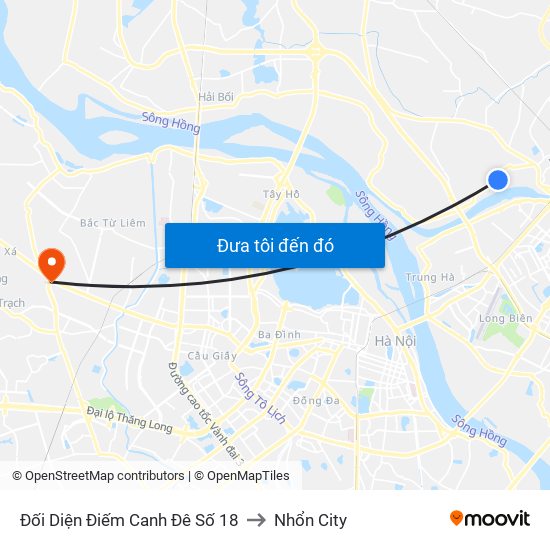 Đối Diện Điếm Canh Đê Số 18 to Nhổn City map