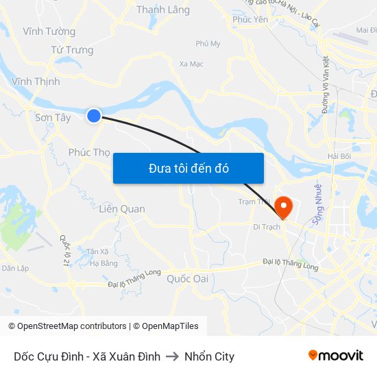 Dốc Cựu Đình - Xã Xuân Đình to Nhổn City map