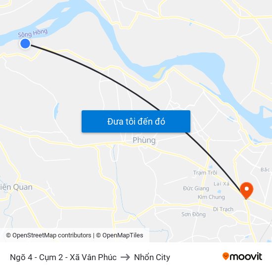 Ngõ 4 - Cụm 2 - Xã Vân Phúc to Nhổn City map