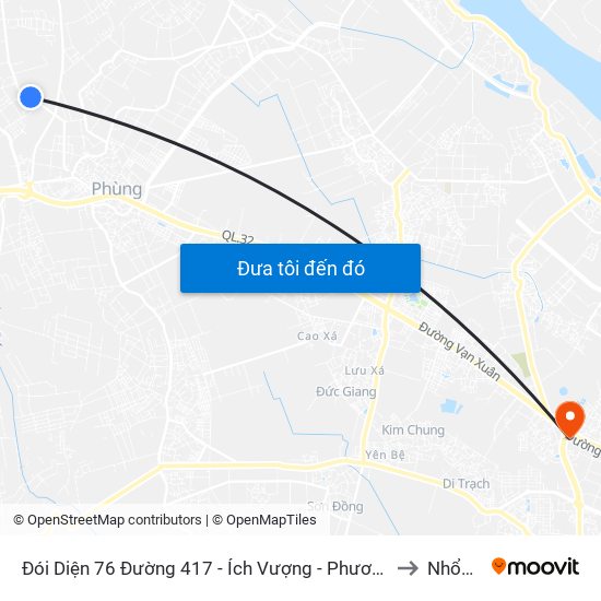 Đói Diện 76 Đường 417 - Ích Vượng - Phương Đình - Đan Phượng to Nhổn City map