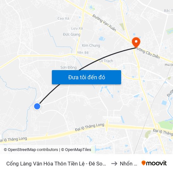 Cổng Làng Văn Hóa Thôn Tiền Lệ - Đê Song Phương to Nhổn City map