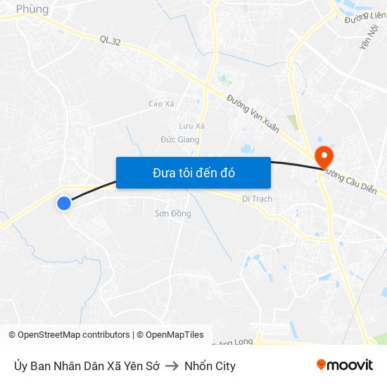 Ủy Ban Nhân Dân Xã Yên Sở to Nhổn City map