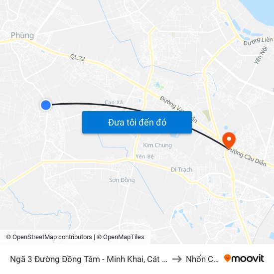 Ngã 3 Đường Đồng Tâm - Minh Khai, Cát Quế to Nhổn City map