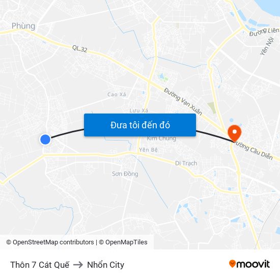 Thôn 7 Cát Quế to Nhổn City map