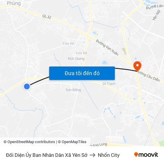 Đối Diện Ủy Ban Nhân Dân Xã Yên Sở to Nhổn City map