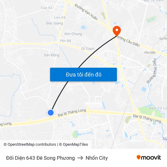 Đối Diện 643 Đê Song Phương to Nhổn City map