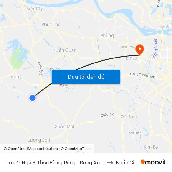 Trước Ngã 3 Thôn Đồng Rằng - Đông Xuân to Nhổn City map