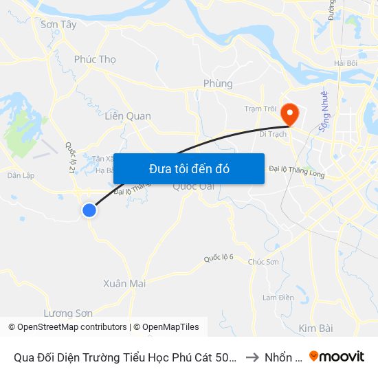 Qua Đối Diện Trường Tiểu Học Phú Cát 50m - Xã Phú Cát to Nhổn City map