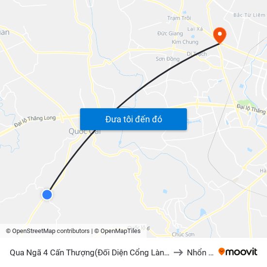 Qua Ngã 4 Cấn Thượng(Đối Diện Cổng Làng Phú Cường) to Nhổn City map