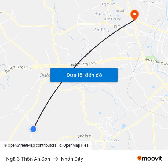 Ngã 3 Thôn An Sơn to Nhổn City map