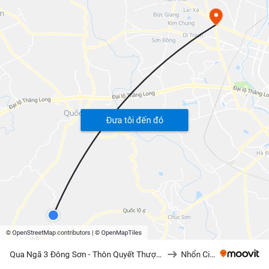 Qua Ngã 3 Đông Sơn - Thôn Quyết Thượng to Nhổn City map