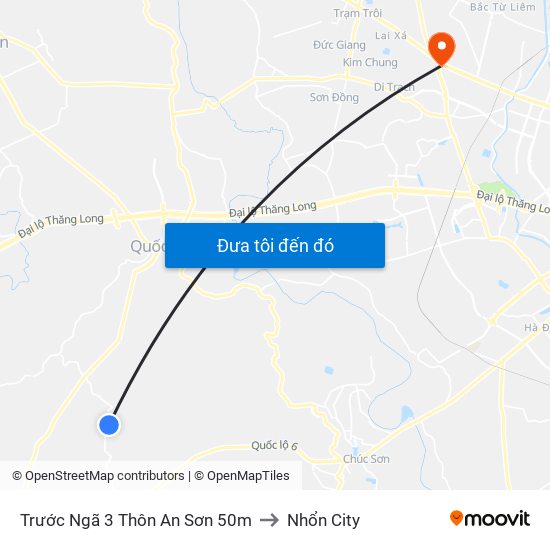 Trước Ngã 3 Thôn An Sơn 50m to Nhổn City map