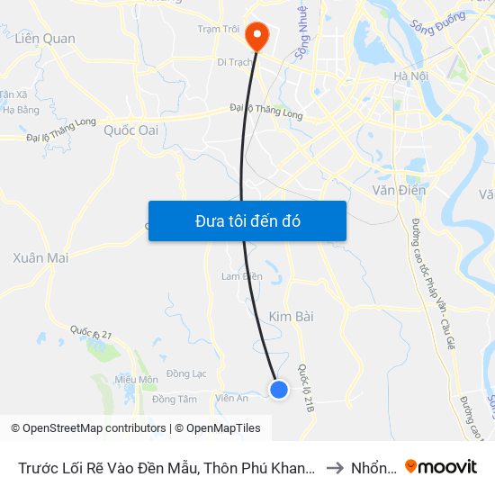 Trước Lối Rẽ Vào Đền Mẫu, Thôn Phú Khang 80m - Tỉnh Lộ 429 to Nhổn City map