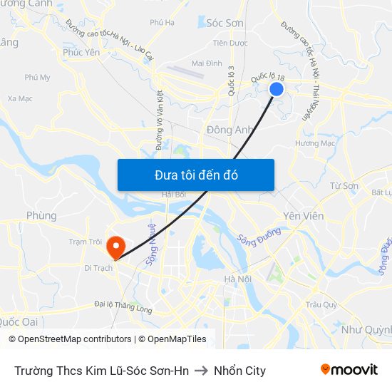 Trường Thcs Kim Lũ-Sóc Sơn-Hn to Nhổn City map