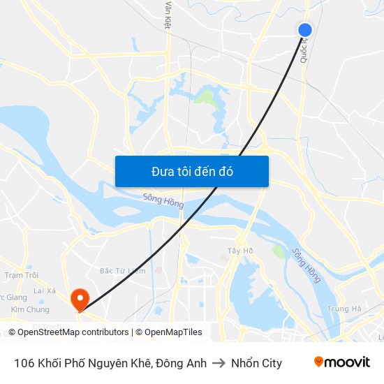 106 Khối Phố Nguyên Khê, Đông Anh to Nhổn City map