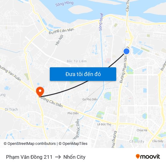 Phạm Văn Đồng 211 to Nhổn City map