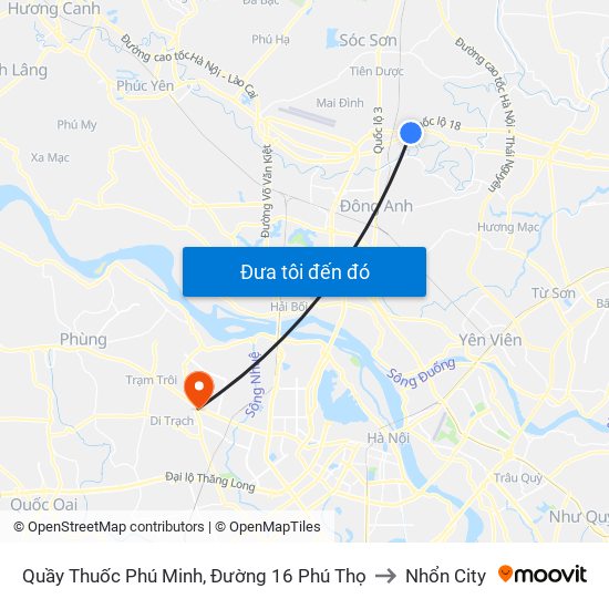 Quầy Thuốc Phú Minh, Đường 16 Phú Thọ to Nhổn City map