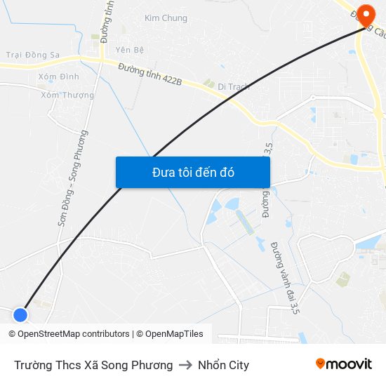 Trường Thcs Xã Song Phương to Nhổn City map