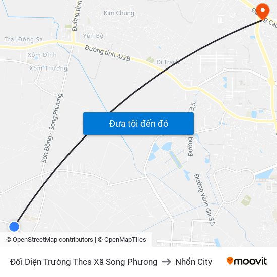 Đối Diện Trường Thcs Xã Song Phương to Nhổn City map