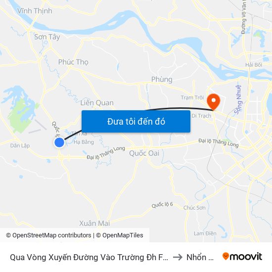 Qua Vòng Xuyến Đường Vào Trường Đh Fpt 50m to Nhổn City map