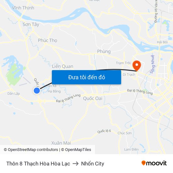 Thôn 8 Thạch Hòa Hòa Lạc to Nhổn City map