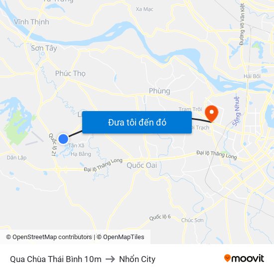 Qua Chùa Thái Bình 10m to Nhổn City map