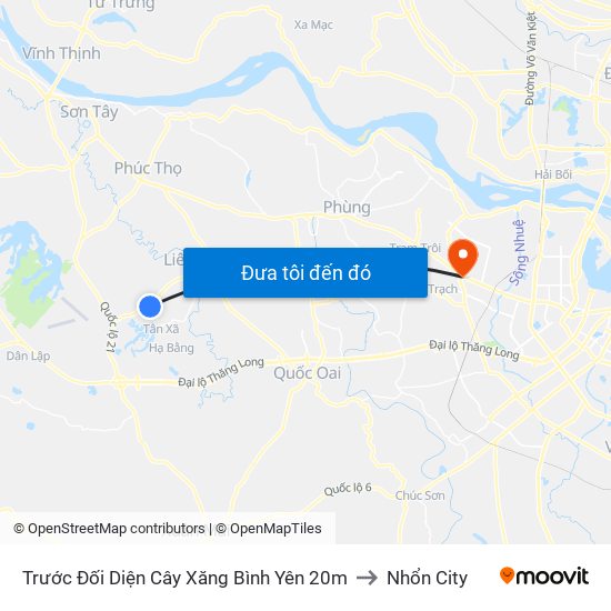 Trước Đối Diện Cây Xăng Bình Yên 20m to Nhổn City map