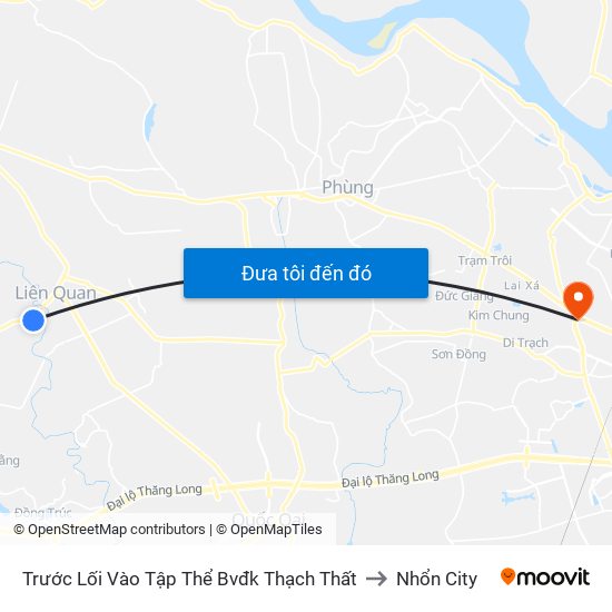 Trước Lối Vào Tập Thể Bvđk Thạch Thất to Nhổn City map