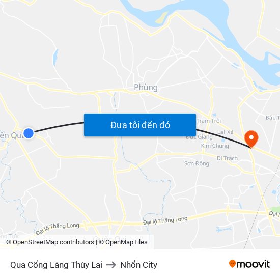 Qua Cổng Làng Thúy Lai to Nhổn City map