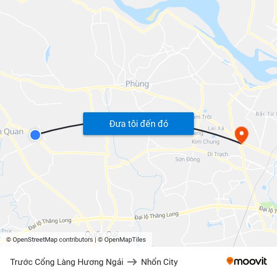 Trước Cổng Làng Hương Ngải to Nhổn City map