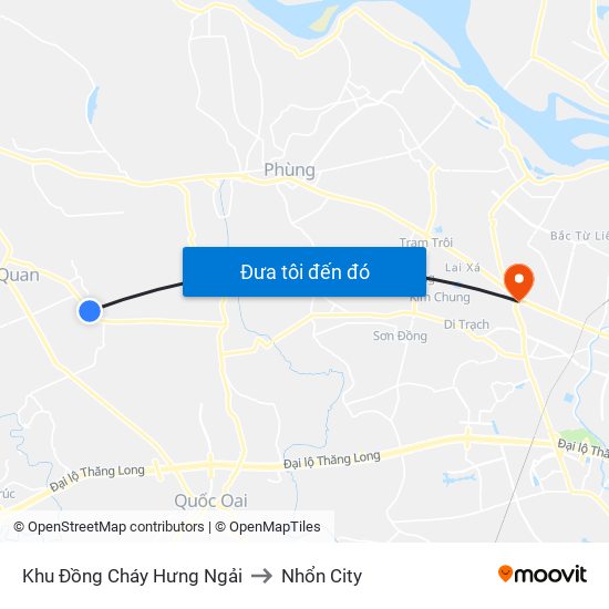Khu Đồng Cháy Hưng Ngải to Nhổn City map