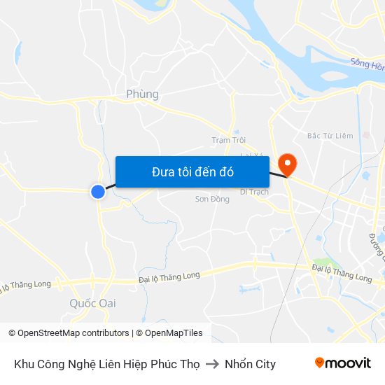 Khu Công Nghệ Liên Hiệp Phúc Thọ to Nhổn City map