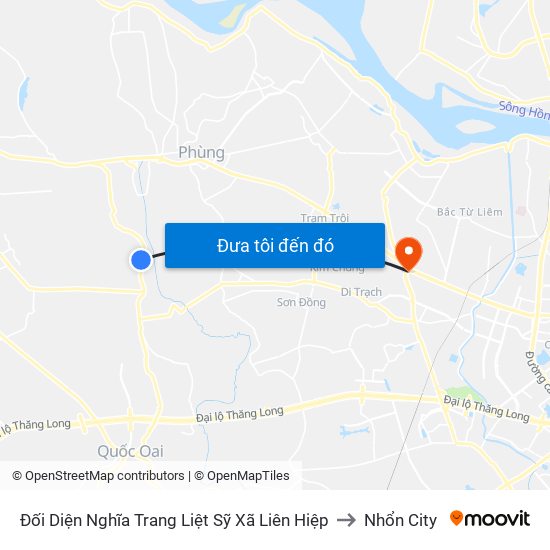 Đối Diện Nghĩa Trang Liệt Sỹ Xã Liên Hiệp to Nhổn City map