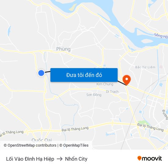 Lối Vào Đình Hạ Hiệp to Nhổn City map