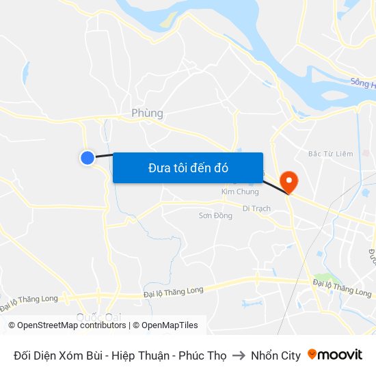 Đối Diện Xóm Bùi - Hiệp Thuận - Phúc Thọ to Nhổn City map