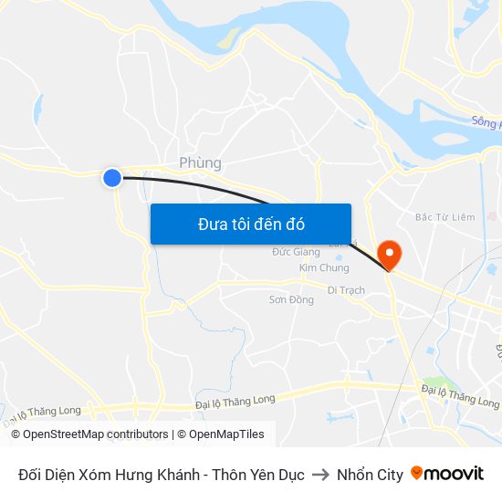 Đối Diện Xóm Hưng Khánh - Thôn Yên Dục to Nhổn City map