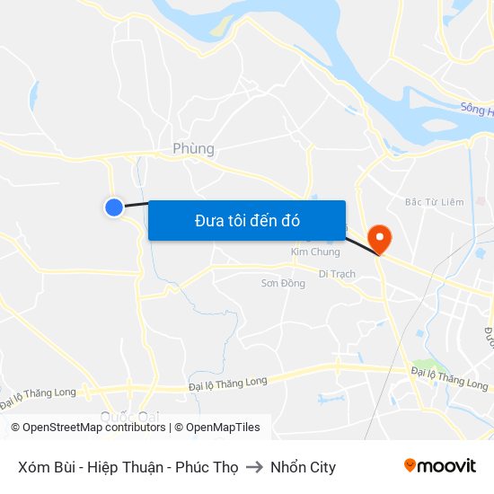 Xóm Bùi - Hiệp Thuận - Phúc Thọ to Nhổn City map