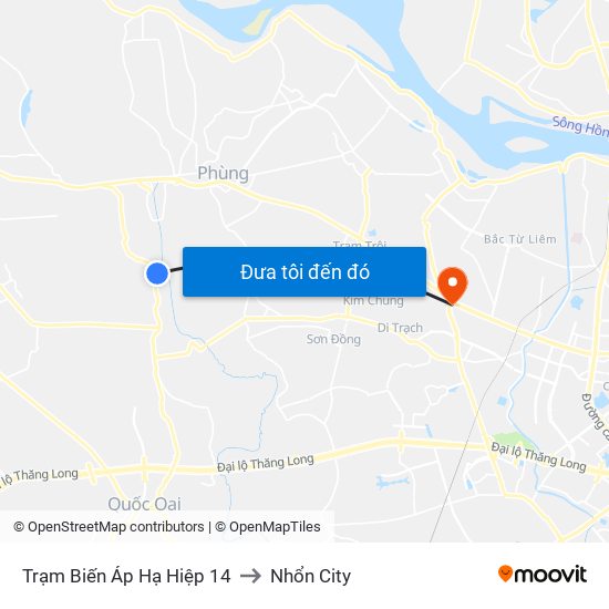 Trạm Biến Áp Hạ Hiệp 14 to Nhổn City map