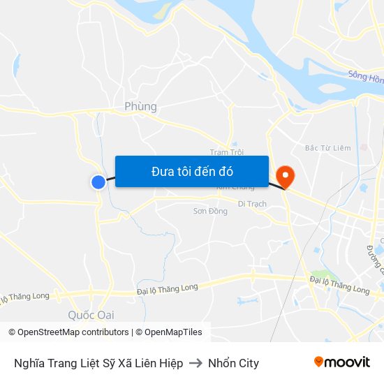 Nghĩa Trang Liệt Sỹ Xã Liên Hiệp to Nhổn City map