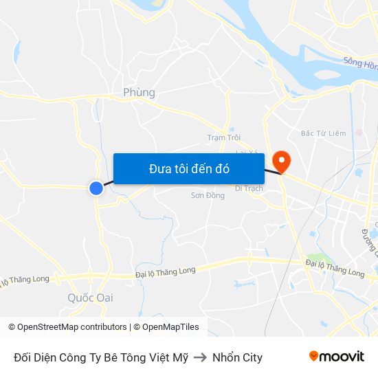 Đối Diện Công Ty Bê Tông Việt Mỹ to Nhổn City map