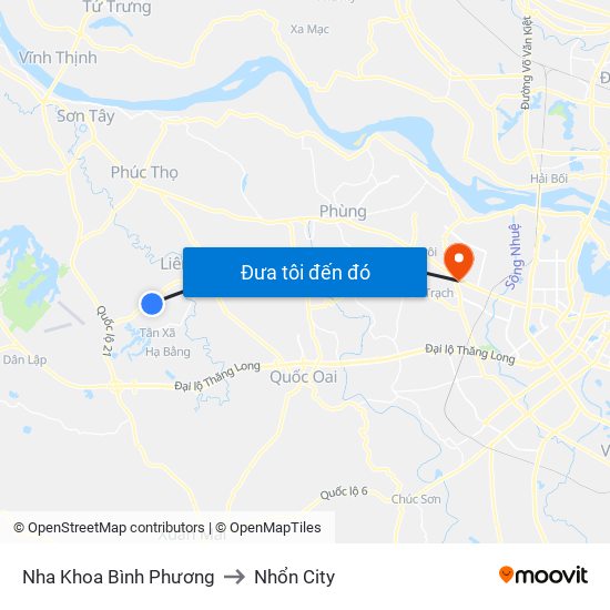 Nha Khoa Bình Phương to Nhổn City map