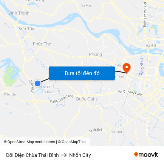 Đối Diện Chùa Thái Bình to Nhổn City map