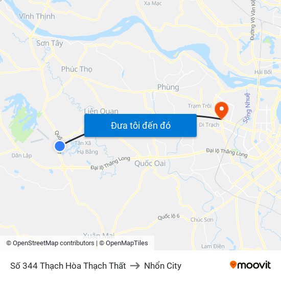 Số 344 Thạch Hòa Thạch Thất to Nhổn City map