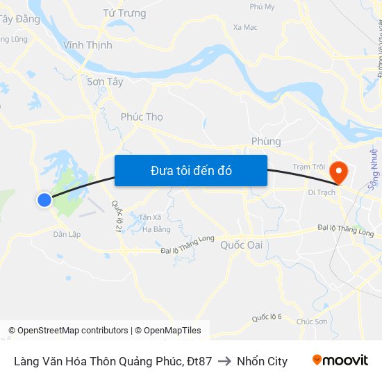 Làng Văn Hóa Thôn Quảng Phúc, Đt87 to Nhổn City map