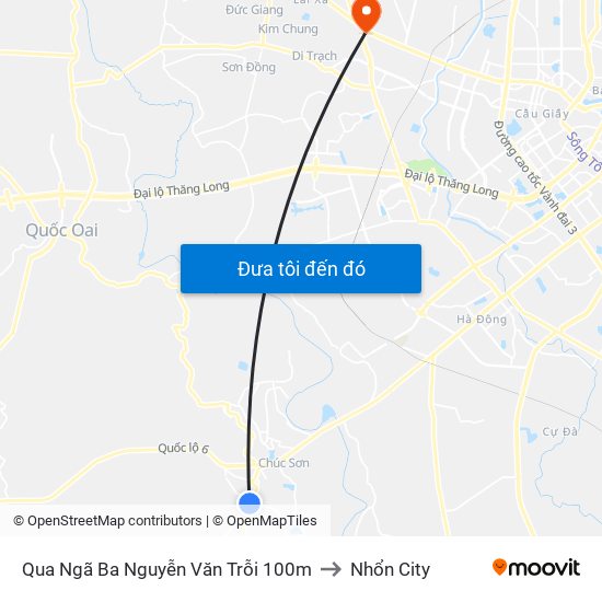 Qua Ngã Ba Nguyễn Văn Trỗi 100m to Nhổn City map