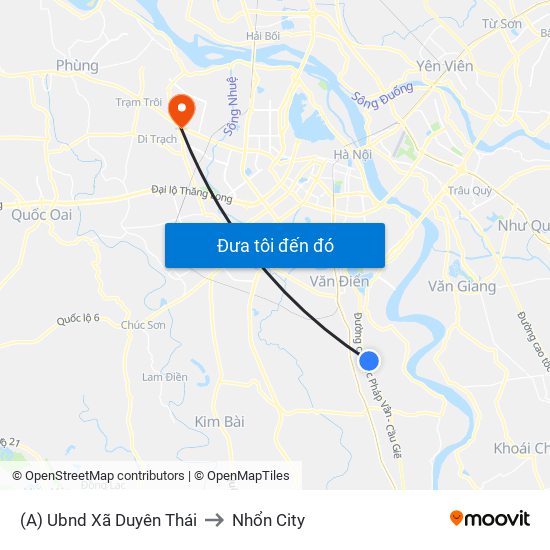 (A) Ubnd Xã Duyên Thái to Nhổn City map