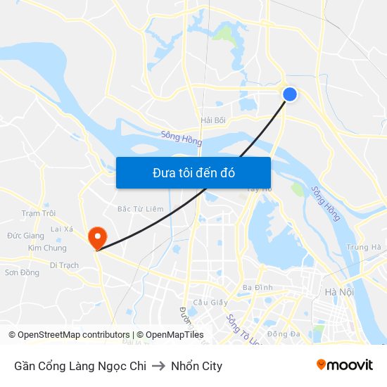 Gần Cổng Làng Ngọc Chi to Nhổn City map