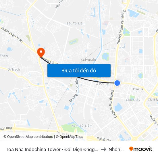 Tòa Nhà Indochina Tower - Đối Diện Đhqg Hà Nội to Nhổn City map
