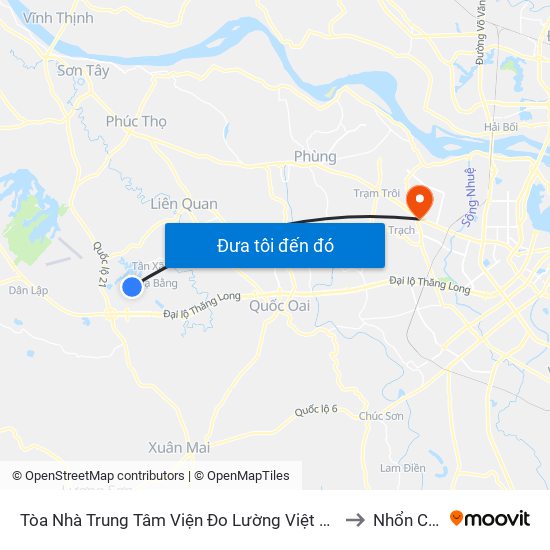 Tòa Nhà Trung Tâm Viện  Đo Lường Việt Nam to Nhổn City map